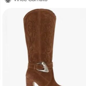 Vince Camuto Chestnut Heeled Boots with Buckle